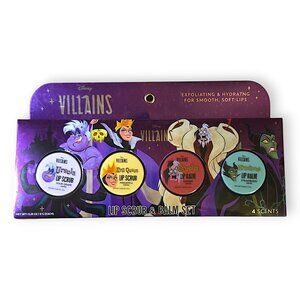 Disney Villains Lip Scrub & Balm Set - Ursula, Evil Queen, Cruella, Maleficent